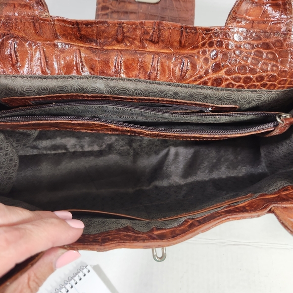 Veari hornback authentic crocodile leather xl tote bag purse carmel brown euc! - Picture 12 of 16
